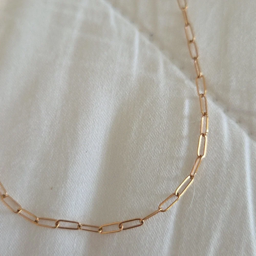 14" Thin Paperclip Necklace, Rose Gold Fill - Picture 2 of 5